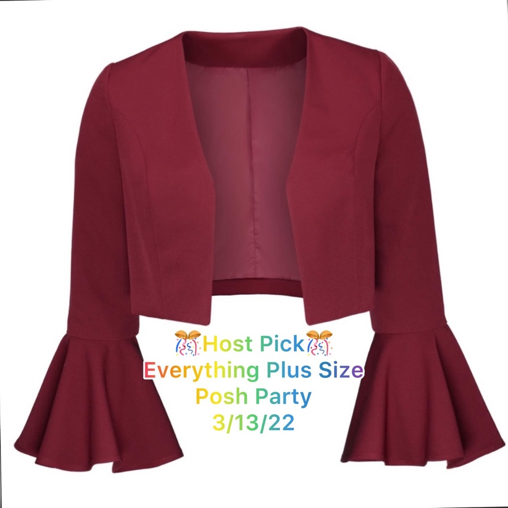 Plus Size Loose Plain Flare Sleeve Women’s Jacket